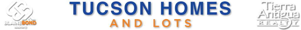 Site header banner for TucsonHomesAndLots.com featuring the Tucson Homes and Lots logo and eXp Realty branding. Blaine Bond, REALTOR® serving Tucson, Oro Valley, and surrounding areas.