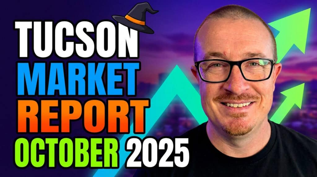 October 2025 Tucson Housing Market Report thumbnail featuring Blaine Bond, showing a median home price of $362,200 and 29 median days on market.