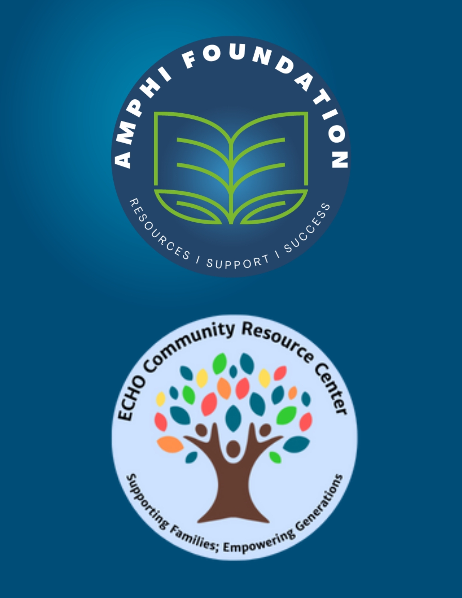 Official logos for the Amphi Foundation and the ECHO Family Resource Center within the Amphitheater Public School District.