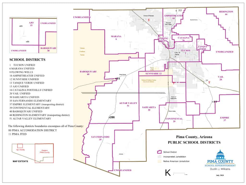 Pima County Public School Districts Map 2020