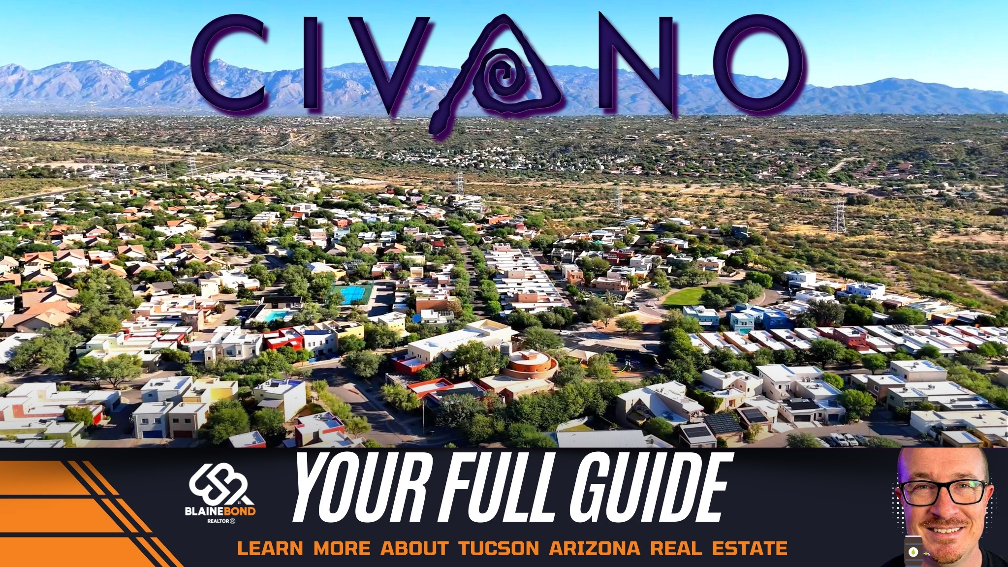 Sustainable desert homes and colorful architecture in the Civano neighborhood of Southeast Tucson, Arizona.
