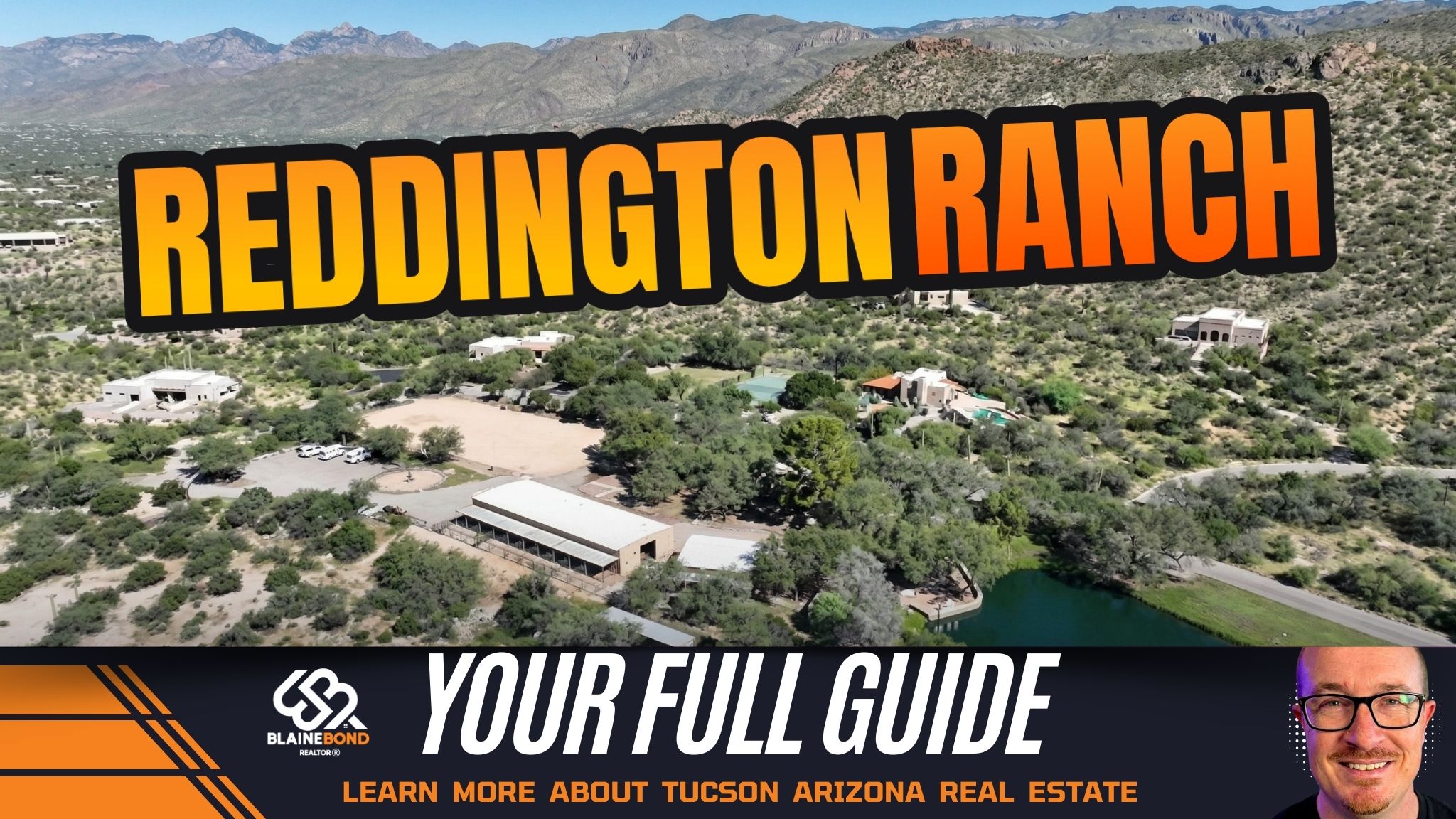 Aerial view of Redington Ranch custom luxury estates in the Tanque Verde Valley with the Santa Catalina Mountains and Sonoran Desert landscape - Real Estate Market Intel by Blaine Bond.